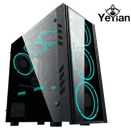 [dim-kalt1101] GABINETE YEYIAN GAMER YNH-K1101 KALT 1101 MICROATX,LATC/T,1VEN LED/NEG