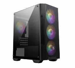 [824142280386-M] Gabinete Gamer Msi Mag Forge M100a Black Mid Tower 4 Fan