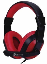[GH-2100] Diadema  Headset Getttech Gh-2100 Stream 3.5mm/mic Retractil/negro/rojo