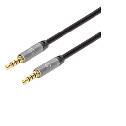 [355995] Cable  Manhattan Audio Estereo 3.5mm M-m 2m Negro/plateado 355995
