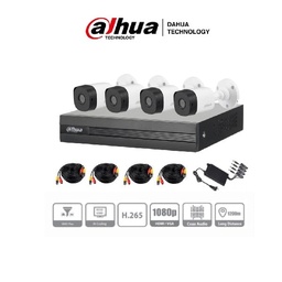 [7500619008754-D] Kit  Dahua De 4 Can De 2 Mpx/wizsense/ia/ H.265+/ 4 Cam B1a21 2 Mpx (dh-kit/xvr1b04-i/4-b1a21n-0360b)