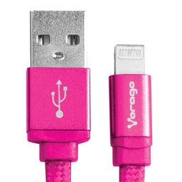 [7502266674153-V] Cable  Vorago Cab-119 Rosa Usb-apple Lightning 1 Metro Rosa Bolsa