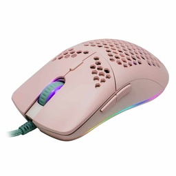 [7502266678977-G] Mouse  Game Factor Pixart 3389 16 Kdpi 7botones Rgb Rosa Mog601-pk