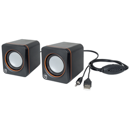 [766623161435-M] Bocinas Manhattan Serie 2600 Via Usb 2 Altavoz Cubo Plug 3.5mm 161435