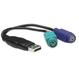 [766623179027-M] Convertidor Manhattan 2 Dispositivos Ps/2 A Usb 1.1 Larg 19.5cm 179027