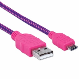[766623352758-M] Cable  Manhattan Usb V2.0 A-micro B 1.0m Textil Rosa/morado 352758