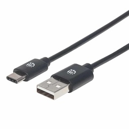 [766623353298-M] Cable  Usb Tipo-c Manhattan, Cm-am 1.0m Negro 353298