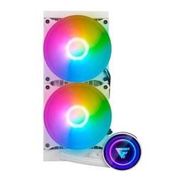 [Dim-LQG601 WH] Enfriamiento            LÍquido Game Factor Lqg601, 240mm, Rgb, Tdp 250w, 2 Fan 120mm 70 Cfm, Blanco