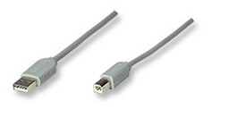 [CABITL060] Cable USB A a Tipo B MANHATTAN - 3 m, USB A, USB B, Macho/Macho, Gris